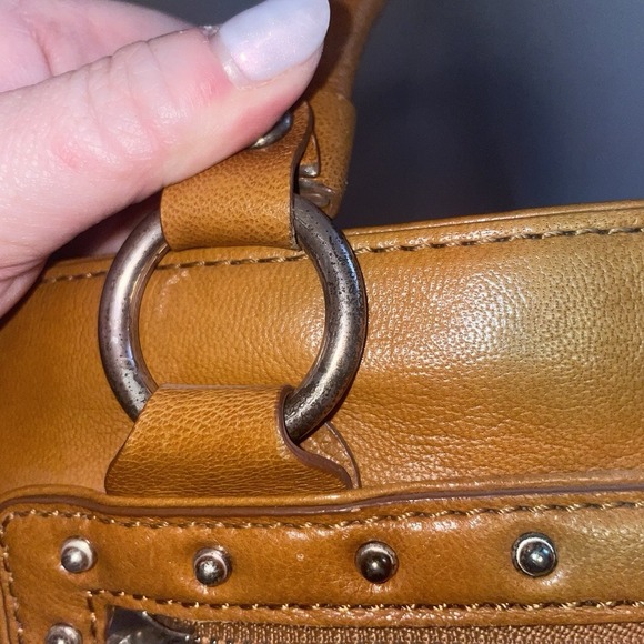 Michael Michael Kors Women's Brown Tan Leather Studded Work Bag Purse Handbag - Picture 16 of 16